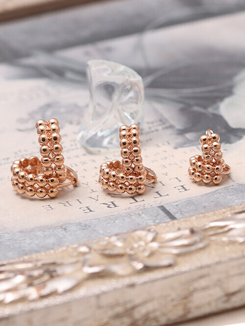 14K 18K 동글볼 두줄 링 귀걸이 (대 사이즈)