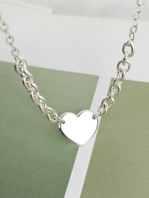 925실버 플랫하트 볼륨 체인 미아방지 아기목걸이