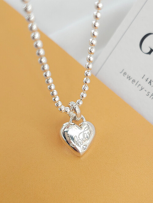 925실버 하트 볼체인 미아방지 아기목걸이