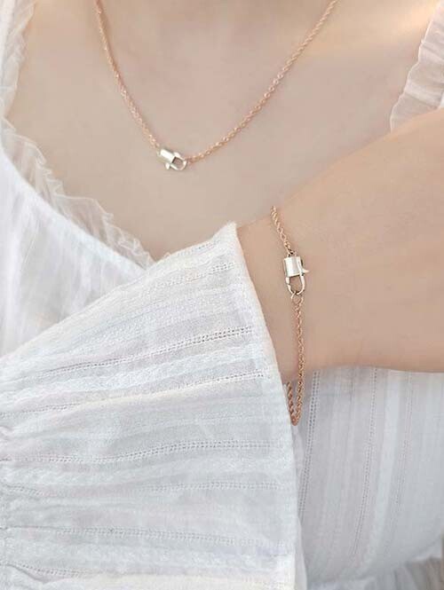 14K,18K 꽈배기체인 자물쇠 원터치 팔찌